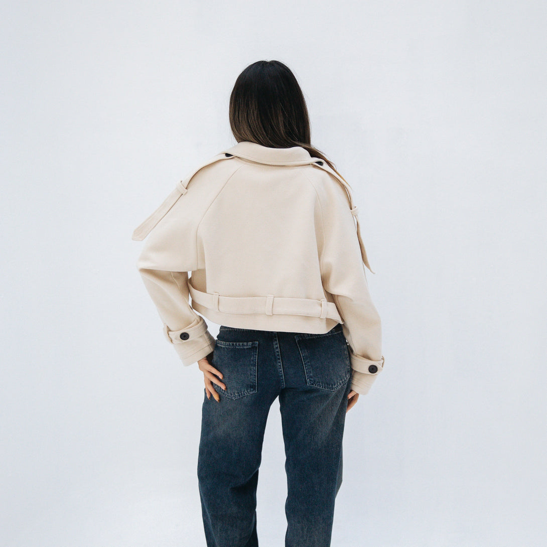 cropped jacket-Beige