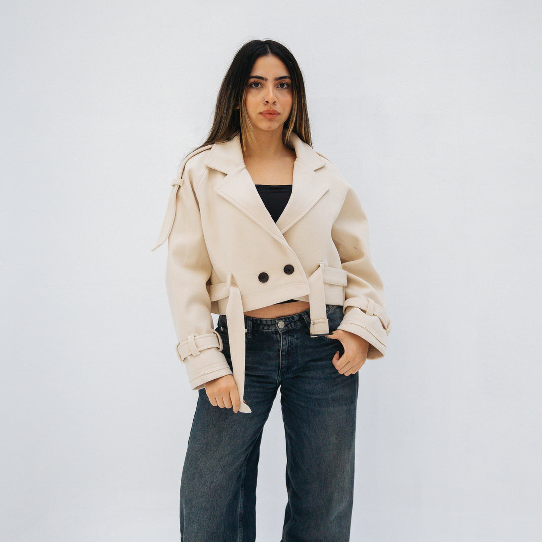 cropped jacket-Beige