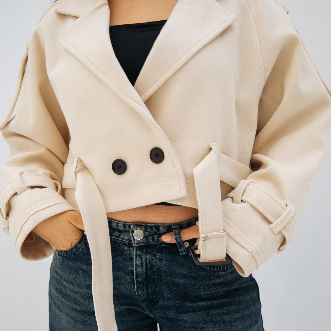 cropped jacket-Beige