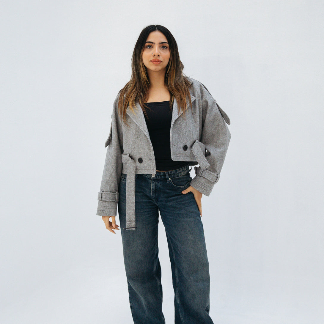 cropped jacket-Grey