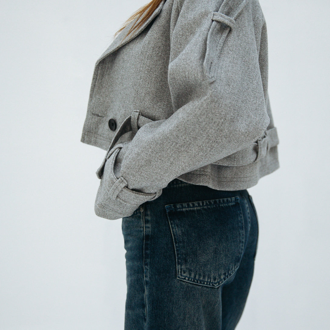 cropped jacket-Grey