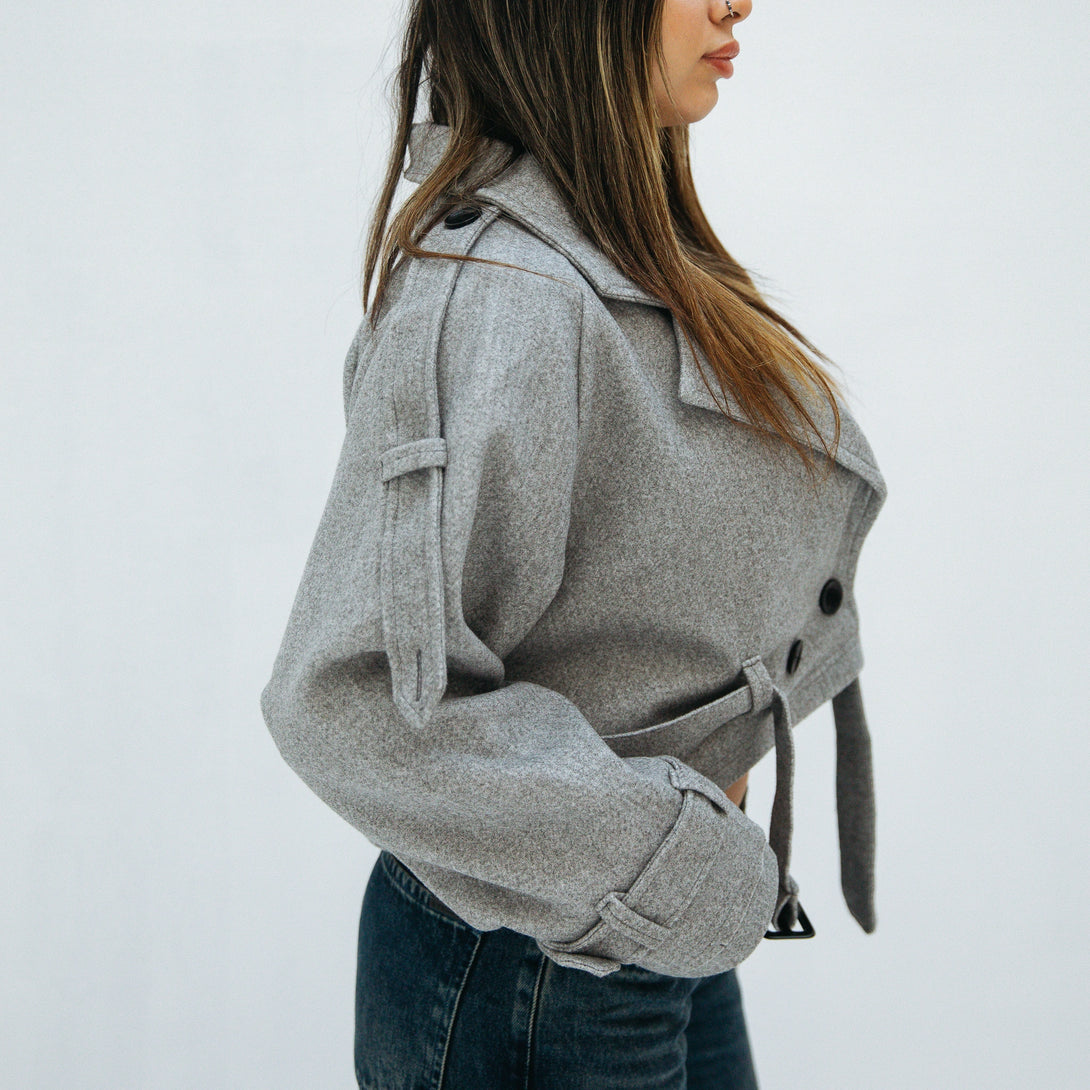 cropped jacket-Grey