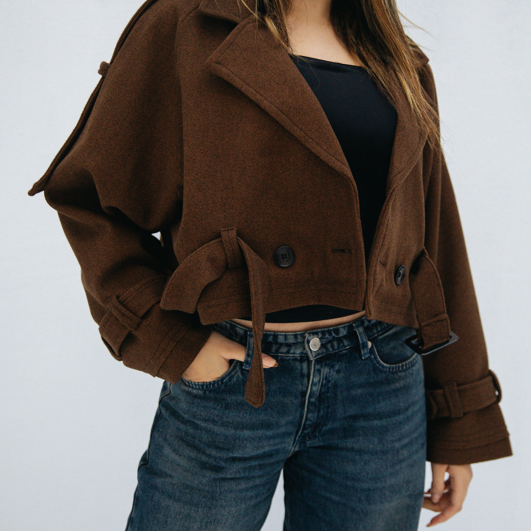 cropped jacket-Brown