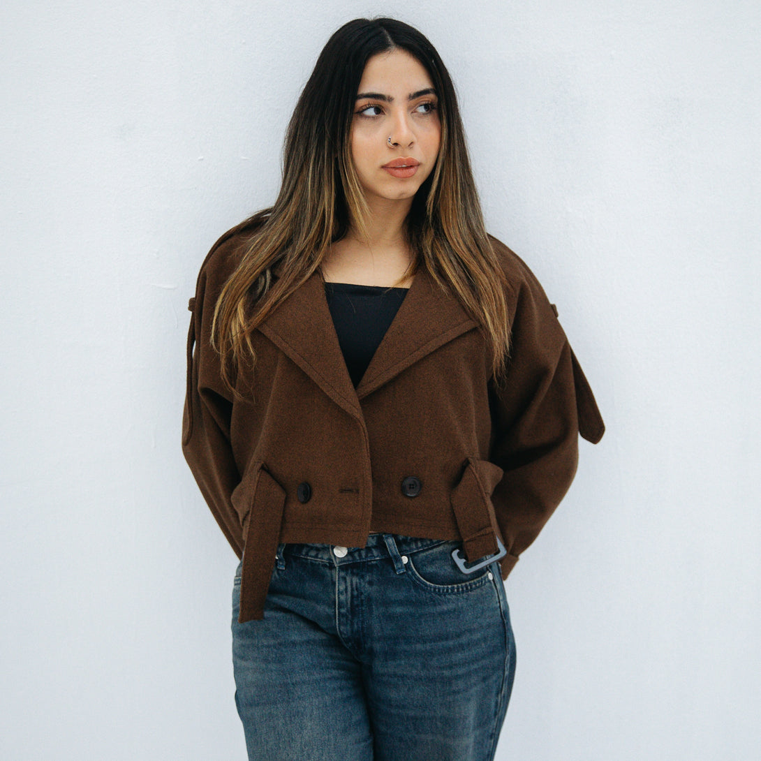 cropped jacket-Brown