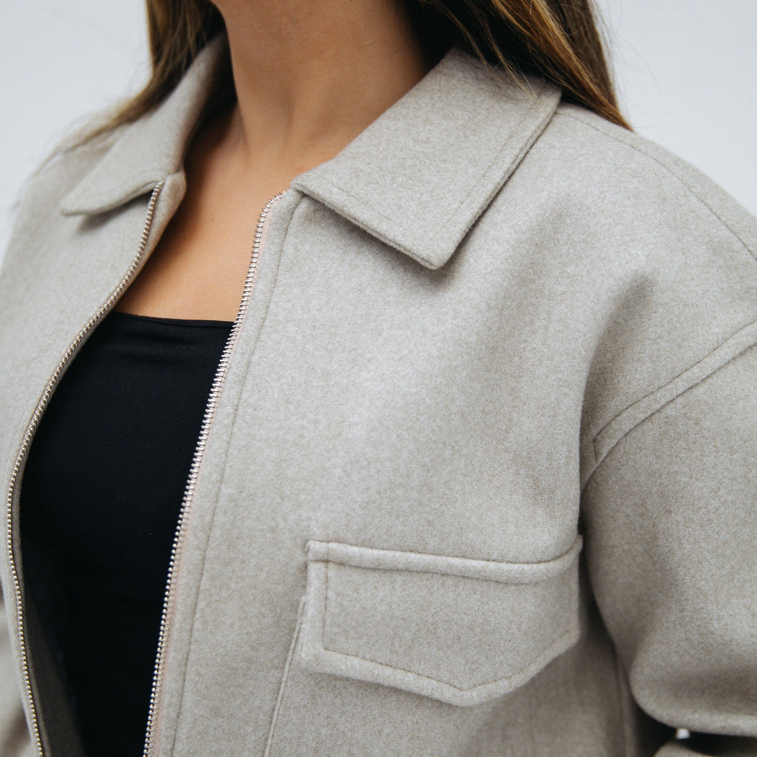 Cropped jacket pocket-Grey