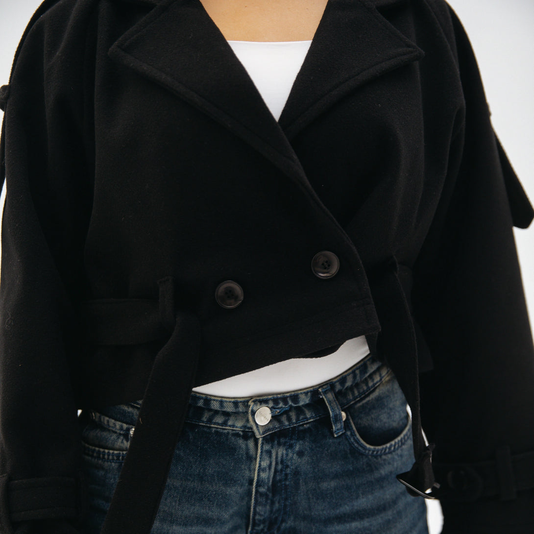 cropped jacket-Black