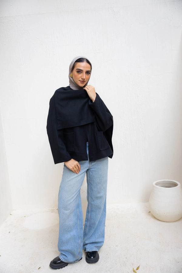 Cross-Over Winter Top Black