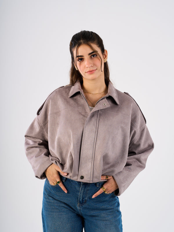 The Cozy Suede Jacket-Grey